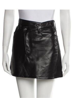 AGOLDE Black Recycled Leather Mini Skirt sz 30 (read desc)